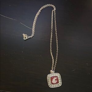 Elegant Silver and Red Pendant Necklace